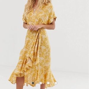 & Other Stories Yellow Floral Midi Dress